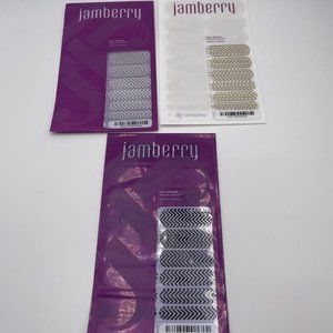 Jamberry Wraps Set, Clear Chevron in Black, Gold & Silver , x3